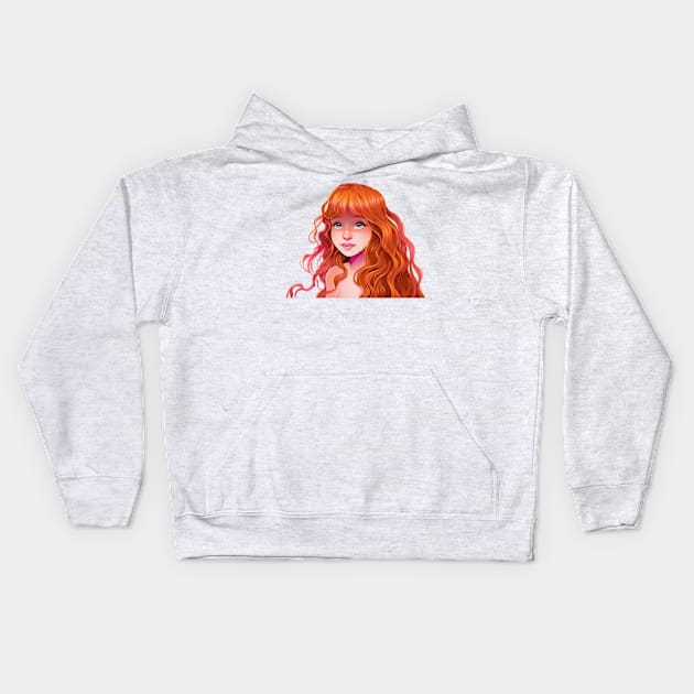 Red Girl Kids Hoodie by ddraw